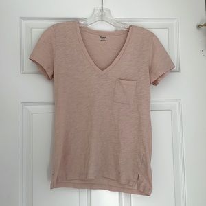 Madewell 100% Cotton Short Sleeve V-Neck T-Shirt | Pink | Size XS